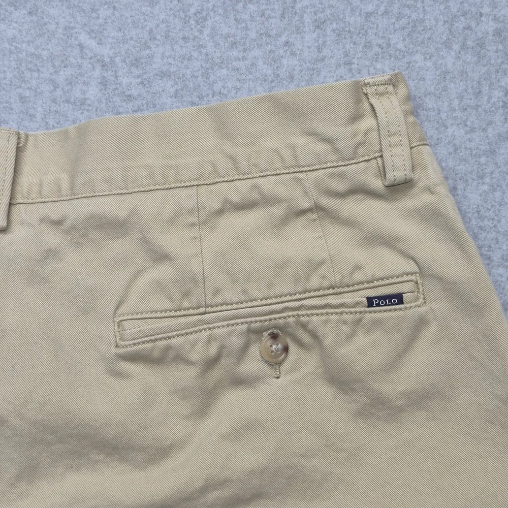 Polo Ralph Lauren Shorts Mens 33 Classic Fit Khaki Beige Flat Front Chino Preppy